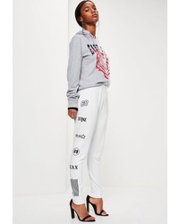 Missguided White Badge Side Detail Joggers