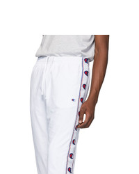 Champion Reverse Weave White Elastic Cuff Lounge Pants