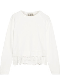 Sea Cotton Jersey And Broderie Anglaise Sweatshirt White