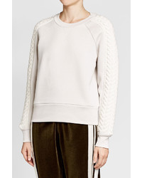 Burberry Cotton Sweatshirt With Knit Detail On Sleeves