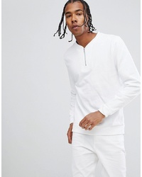 ASOS DESIGN Half Zip Sweatshirt In White