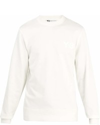 Y-3 Logo Print Crew Neck Cotton Sweatshirt