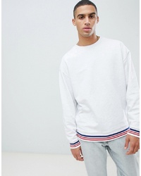 ASOS DESIGN Oversized Sweatshirt In White Marl With Tipping Marl