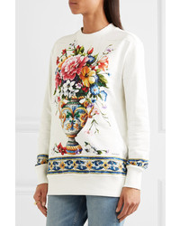 Dolce & Gabbana Printed Cotton Jersey Sweatshirt White