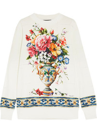 Dolce & Gabbana Printed Cotton Jersey Sweatshirt White