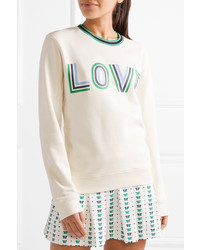 Tory Sport Printed French Cotton Terry Sweatshirt Ivory