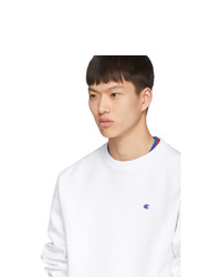 Champion Reverse Weave White Logo Sweatshirt
