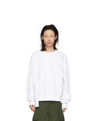 D.gnak By Kang.d White Ribbed Asymmetry Sweatshirt