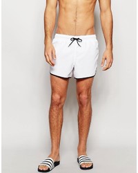 Asos Brand Short Length Runner Swim Shorts In White