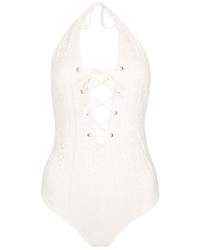Topshop Broderie Lace Up Swimsuit