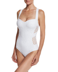 Jets By Jessika Allen Inspired Jacquard One Piece Swimsuit White
