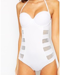 Asos Collection Fishnet Insert Cupped Swimsuit