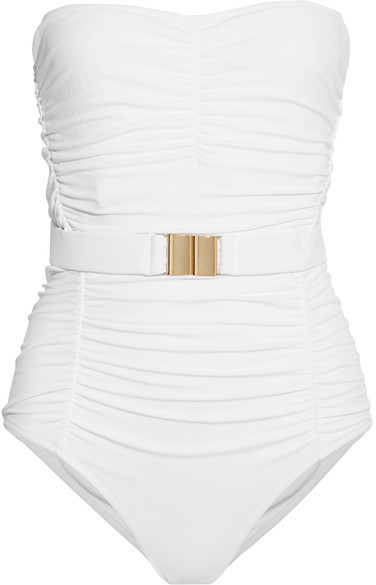 white bandeau swimsuit
