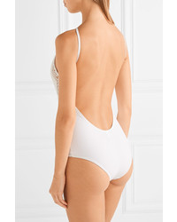 I.D. Sarrieri Elite Chantilly Lace Paneled Swimsuit White