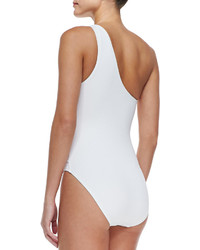 Michl Kors Collection Draped Twisted One Shoulder Swimsuit