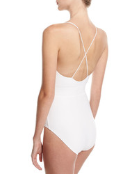 Michael Kors Michl Kors Collection Front Tie Solid One Piece Swimsuit