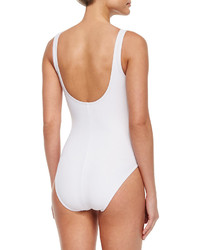 Karla Colletto One Piece Underwire Swimsuit With Fringe Front White