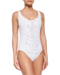 Karla Colletto One Piece Underwire Swimsuit With Fringe Front White