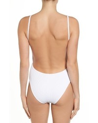 Topshop Plunge Wide Rib One Piece Swimsuit