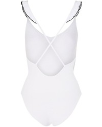 Topshop Ribbed Frill Swimsuit