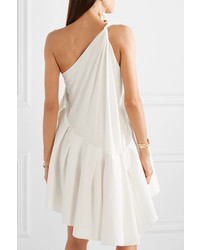 Jacquemus Affi One Shoulder Asymmetric Cotton Blend Mini Dress