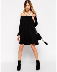 Asos Collection Swing Dress With Off Shoulder Gypsy Detail