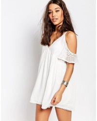 Missguided Cold Shoulder Lace Insert Swing Dress