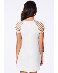 Missguided Berangaria White Caged Sleeves Swing Dress