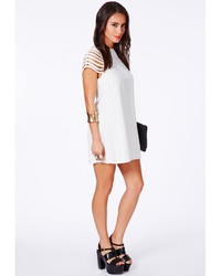 Missguided Berangaria White Caged Sleeves Swing Dress