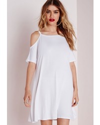 Missguided Cold Shoulder Swing Dress White