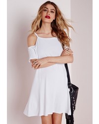Missguided Cold Shoulder Swing Dress White