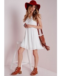 Missguided Crochet Detail Swing Dress White