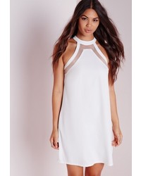 Missguided Mesh Insert Swing Dress White