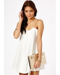 Missguided Nimesa Faux Leather Strappy Swing Dress In White