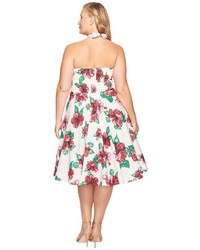 Unique Vintage Plus Size Halter Flora Swing Dress Dress