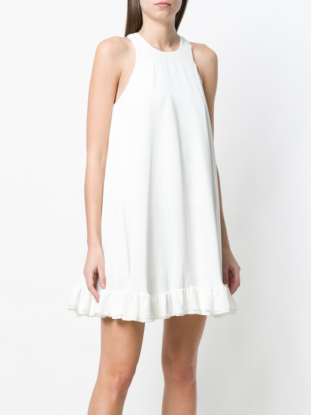 sleeveless white swing dress