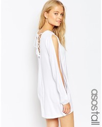 Asos Tall Swing Dress With Split Sleeve And Lace Up Back