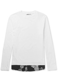 McQ Alexander Ueen Slim Fit Twill Trimmed Cotton Jersey T Shirt