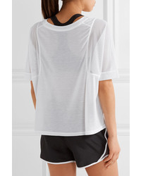 Nike Asymmetric Dri Fit Mesh And Slub Jersey T Shirt White