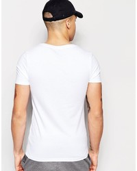 Asos Brand Fitted Fit T Shirt With Scoop Neck And Stretch In White