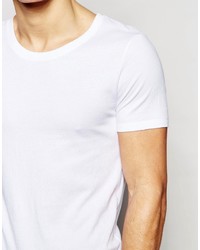 Asos Brand Loungewear Scoop Neck T Shirt In White Slub