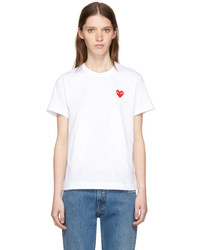 Comme des Garcons Comme Des Garons Play White And Red Heart Patch T Shirt