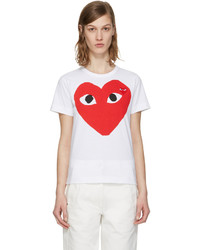 Comme des Garcons Comme Des Garons Play White Double Heart T Shirt