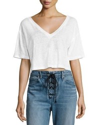 A.L.C. Connor Cropped Boxy Linen Tee