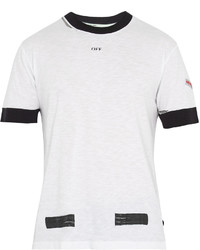 Off-White Contrast Trim Cotton T Shirt