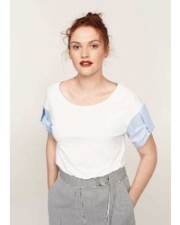 Violeta BY MANGO Contrasting Cotton Blend T Shirt