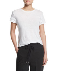 Helmut Lang Distressed Sleeve Jersey Tee Optic White