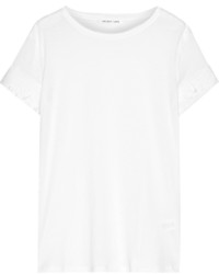 Helmut Lang Distressed Slub Cotton And Cashmere Blend Jersey T Shirt White