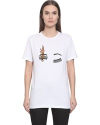 Chiara Ferragni Flirting Eye Flame Cotton Jersey T Shirt