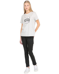 Karl Lagerfeld Furry Winter Choupette Cotton T Shirt